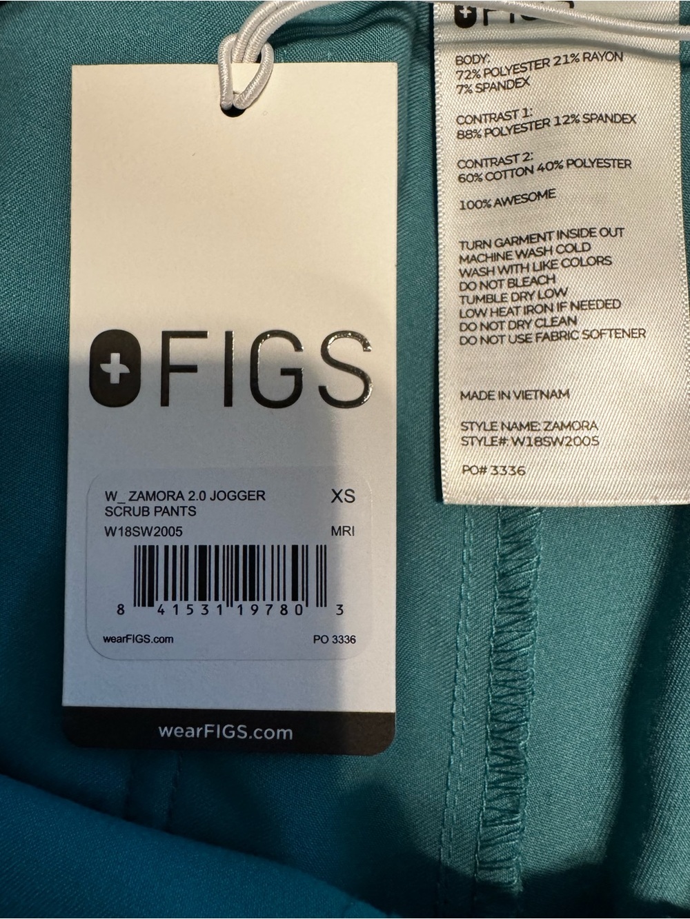 FIGS Women's Zamora 2.0 Jogger Scrub Pants in Teal Green